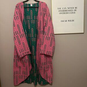 AKA Sorority Reversible African Print Kimono Jacket – Pink & Green | One Size Pl